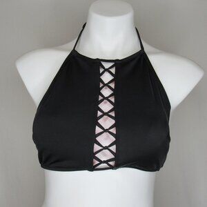 Victoria's Secret PINK Black High Neck Bikini Top Women's M Medium
